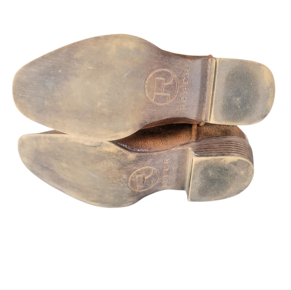 Roper Girls' Brown Floral Faux Leather Embroidery Snip Toe Cowboy Boots Sz 11 - Picture 5 of 8